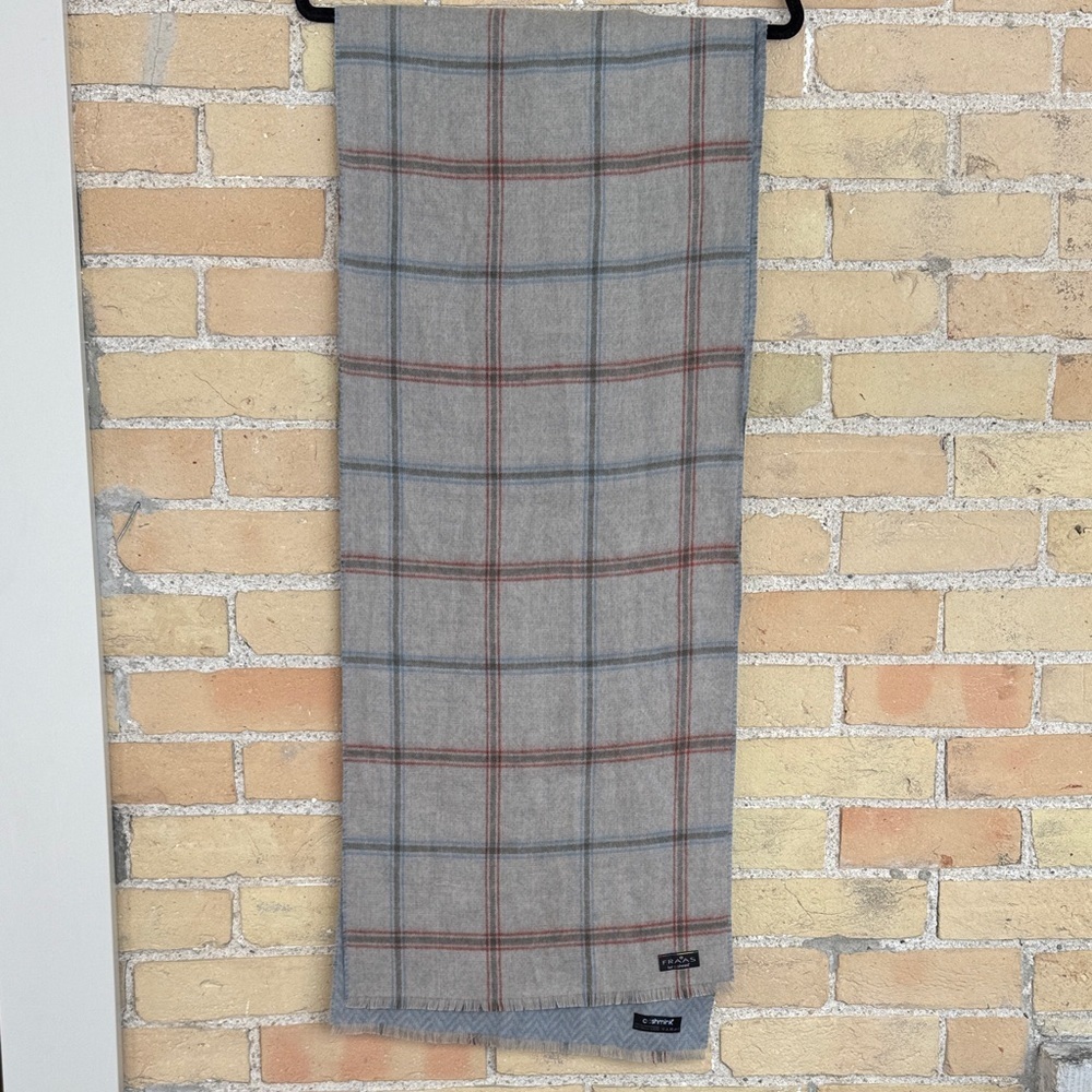 Fraas Light Gray and Blue Cashmink Reversible Scarf